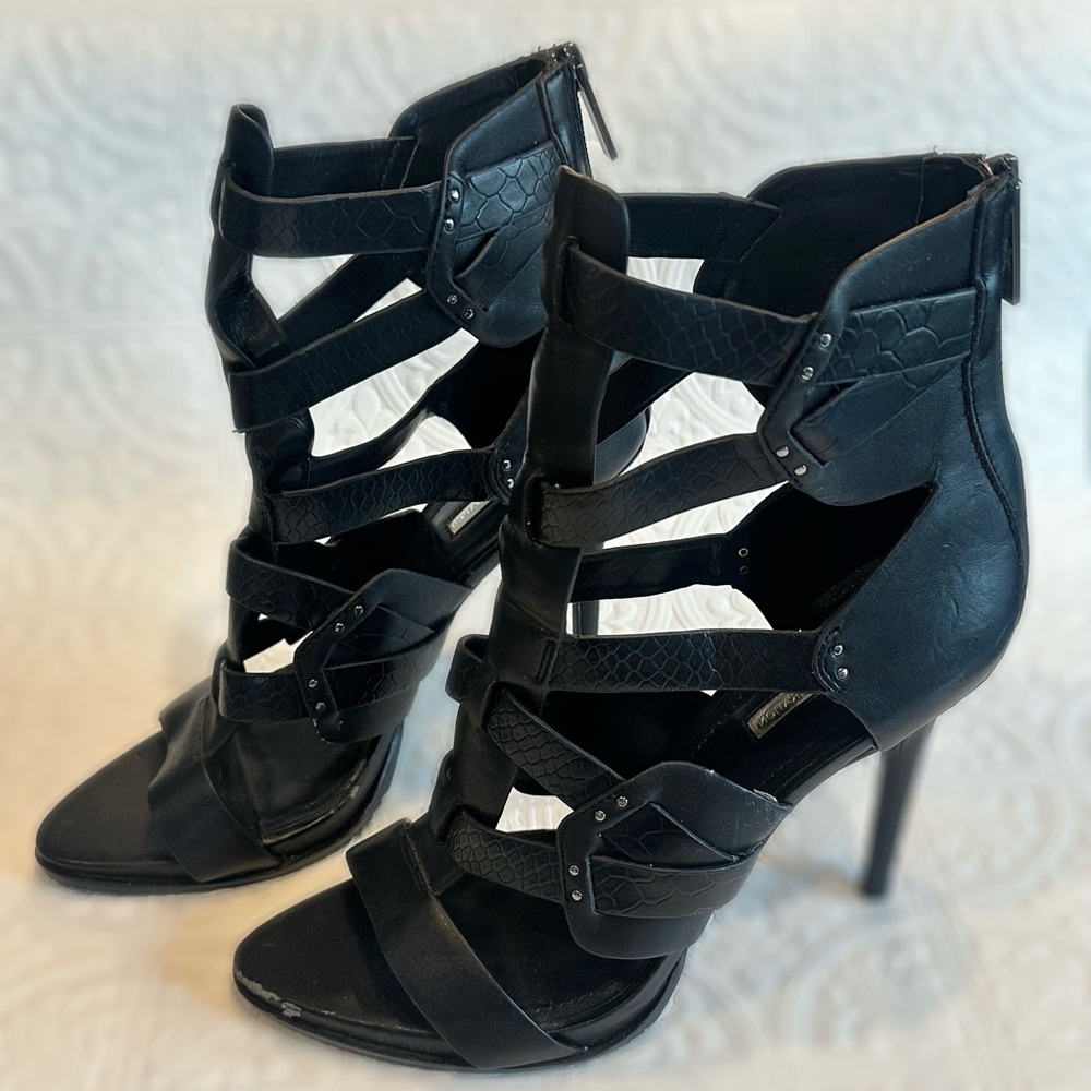 BCBGeneration Black Heels Strappy Design